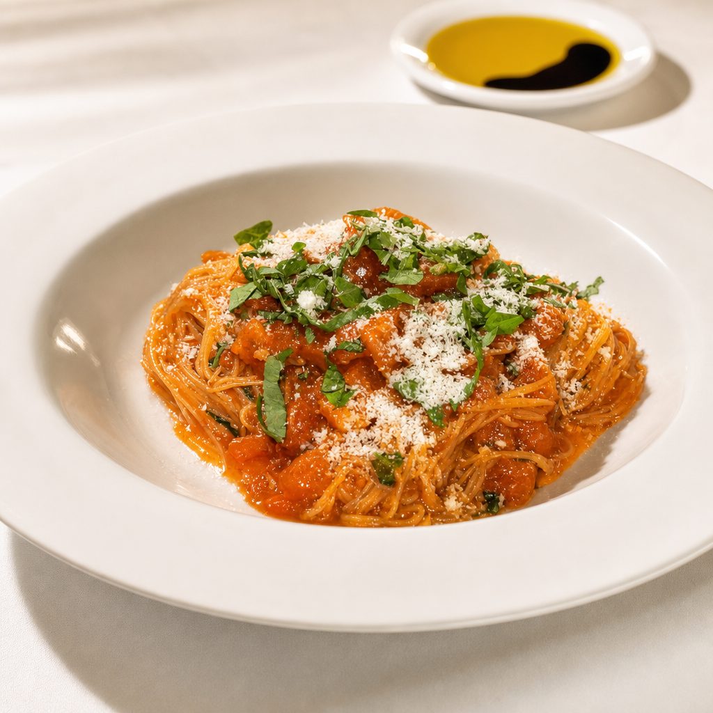 Capellini al pomodoro.
